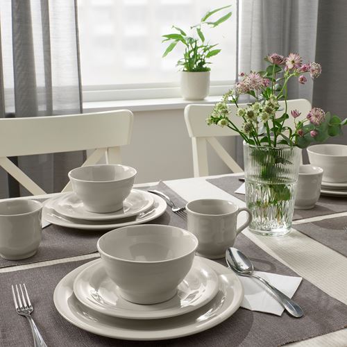 IKEA - SANDSKADDA, ceramic bowl set, light grey/beige, 14 cm