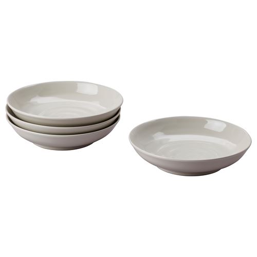 IKEA - SANDSKADDA, deep plate set, light grey/beige, 21 cm