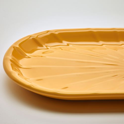 IKEA - KOPPARBJÖRK, decorative bowl, high-gloss yellow, 16x33 cm