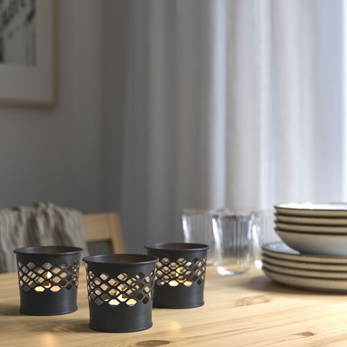 IKEA - BERGGRAN, tealight mumluk, antrasit, 7 cm