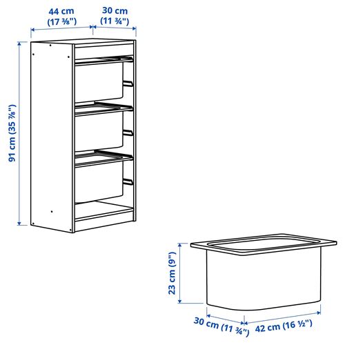 IKEA - TROFAST, storage-unit, pine/grey-blue, 44x30x91 cm