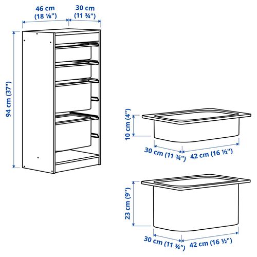 IKEA - TROFAST, storage-unit, white/grey, 46x30x94 cm