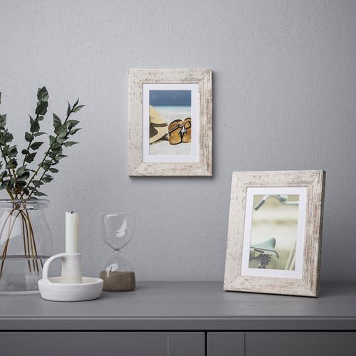 IKEA - PLOMMONTRAD, photo frame, pine/white, 13x18 cm