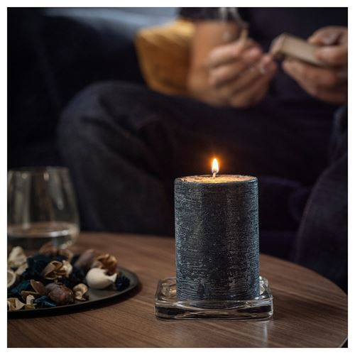 IKEA - FRUKTSKOG, scented block candle, black-turquoise, 30 hr