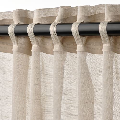 IKEA - HALLEBRACKA, sheer curtains, 1 pair, light beige, 145x300 cm