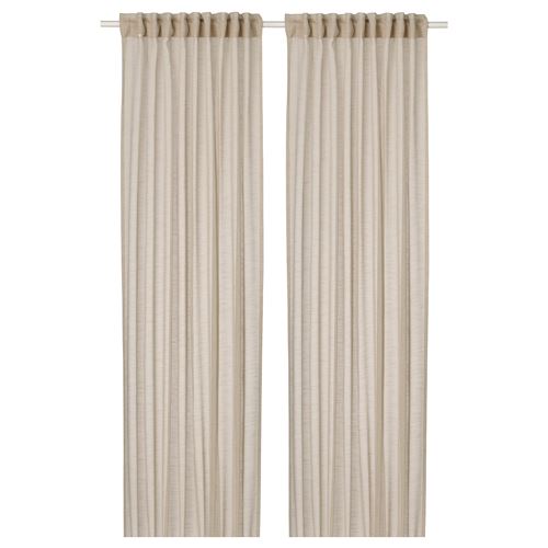 IKEA - HALLEBRACKA, sheer curtains, 1 pair, light beige, 145x300 cm