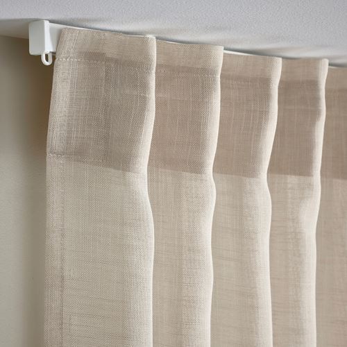 IKEA - HALLEBRACKA, sheer curtains, 1 pair, light beige, 145x300 cm