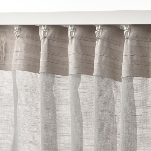 IKEA - HALLEBRACKA, sheer curtains, 1 pair, light grey, 145x300 cm