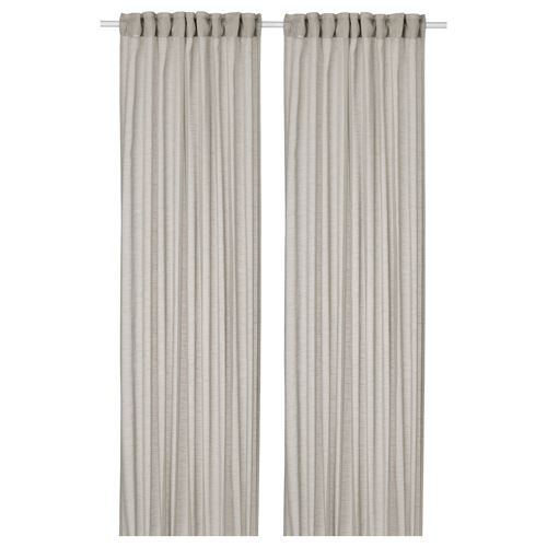 IKEA - HALLEBRACKA, sheer curtains, 1 pair, light grey, 145x300 cm