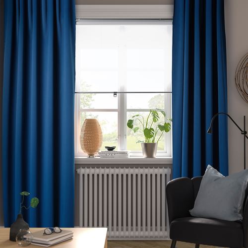 IKEA - MAJGULL, blackout curtain, 1 pair, dark blue, 145x300 cm