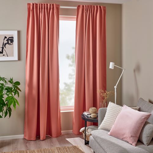 IKEA - MAJGULL, blackout curtain, 1 pair, pink, 145x300 cm