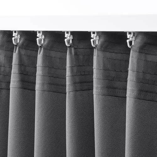 IKEA - HAGGVECKMAL, blackout curtain, 1 pair, dark grey, 145x300 cm