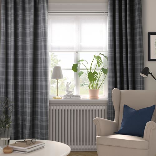 IKEA - HAGGVECKMAL, blackout curtain, 1 pair, dark grey, 145x300 cm
