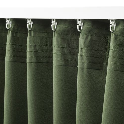 IKEA - HAGGVECKMAL, blackout curtain, 1 pair, dark green, 145x300 cm