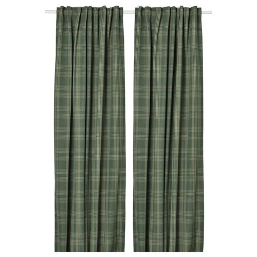 IKEA - HAGGVECKMAL, blackout curtain, 1 pair, dark green, 145x300 cm