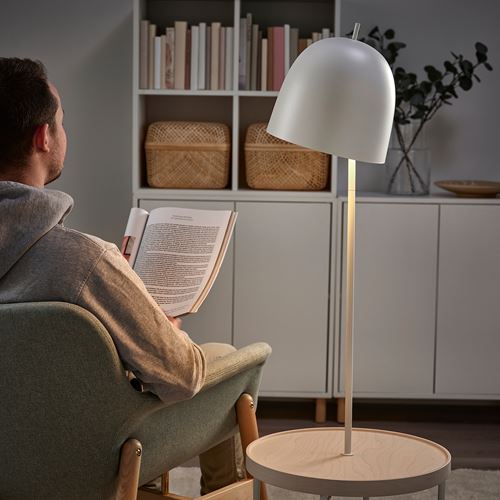 IKEA - TRINDSNO, floor lamp, white/birch, 125 cm