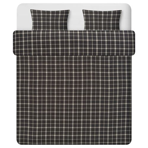 IKEA - STRUTBRAKEN, double quilt cover and 2 pillowcases, grey, 240x220/50x60 cm