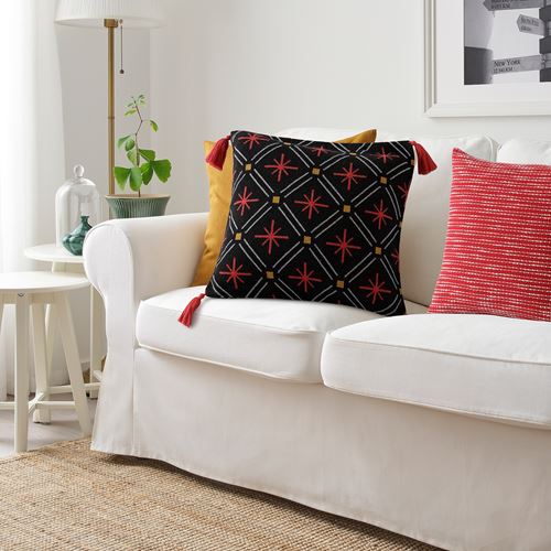 IKEA - VINTERFINT, lace pillow cover, red/black, 50x50 cm