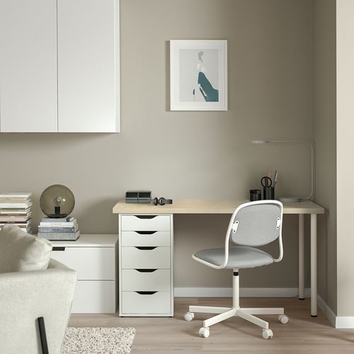 IKEA - MITTCIRKEL/ADILS, desk, lively pine effect-white, 140x60 cm