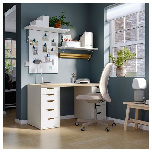 IKEA - MITTCIRKEL/ADILS, çalışma masası, canlı çam efekti-beyaz, 140x60 cm