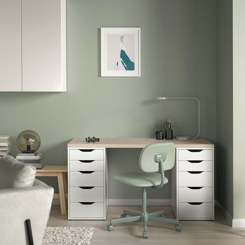 IKEA - MITTCIRKEL/ADILS, çalışma masası, canlı çam efekti-beyaz, 140x60 cm