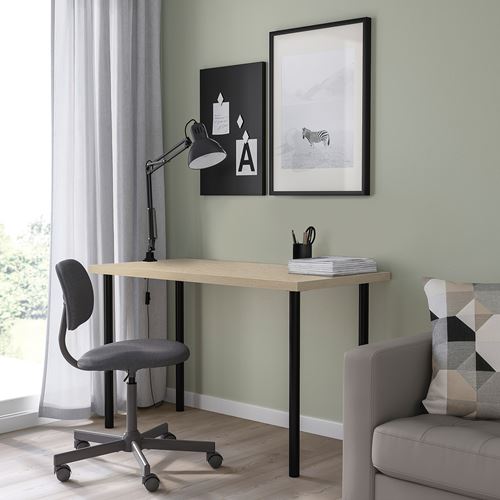 IKEA - MITTCIRKEL/ADILS, desk, lively pine effect-black, 120x60 cm
