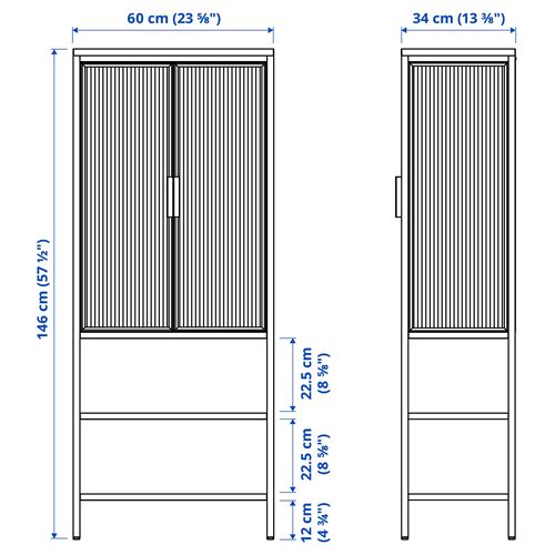 IKEA - MOSSJÖN, vitrin, antrasit-sazlı cam, 60x34x146 cm