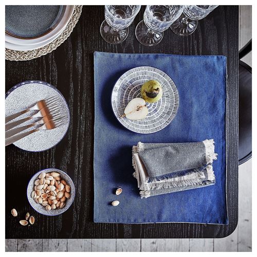 IKEA - NISSÖGA, place mat, white-dark blue, 45x35 cm