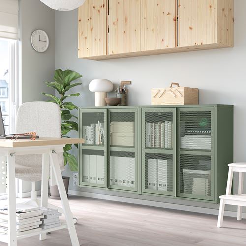 IKEA - IVAR, cabinet with door, grey-green, 160x30x83 cm