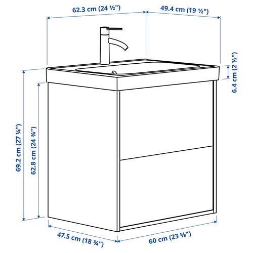 IKEA - HAVBACK/ORRSJÖN, wash-basin and cabinet, dark grey, 62x49x69 cm