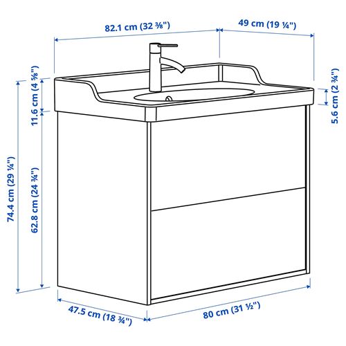 IKEA - TANNFORSEN/RUTSJÖN, wash-basin and cabinet, white, 82x49x74 cm