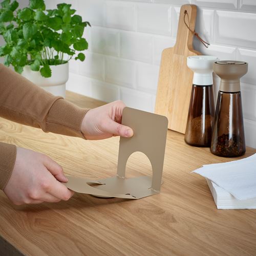 IKEA - SKOGSRÖR, napkin holder, light grey/brown, 13x12 cm