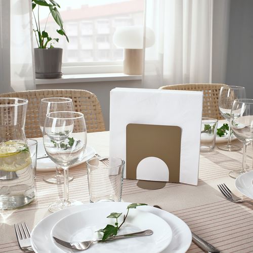 IKEA - SKOGSRÖR, napkin holder, light grey/brown, 13x12 cm