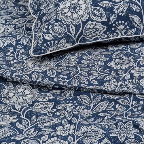 IKEA - GLESSTARR, single duvet cover sets, dark blue-white, 150x200/50x60 cm