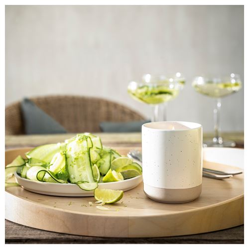 IKEA - ADELTUJA, scented candle in pot, white, 45 hr