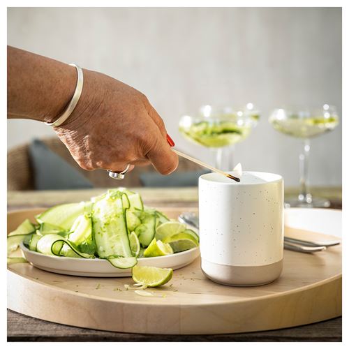 IKEA - ADELTUJA, scented candle in pot, white, 45 hr