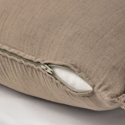 IKEA - VALLKRASSING, lace pillow cover, light grey/brown, 50x50 cm