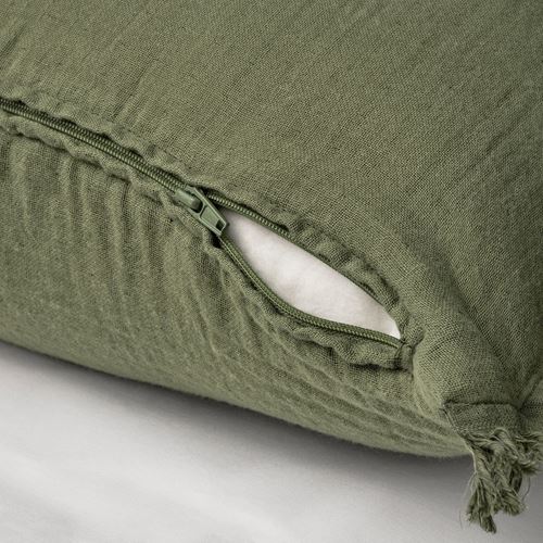 IKEA - VALLKRASSING, lace pillow cover, grey-green, 50x50 cm