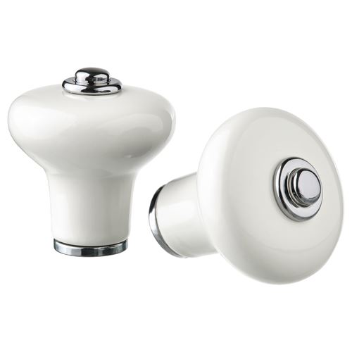 IKEA - KLINGSTORP, knob, off white-chrome plated, 30 mm