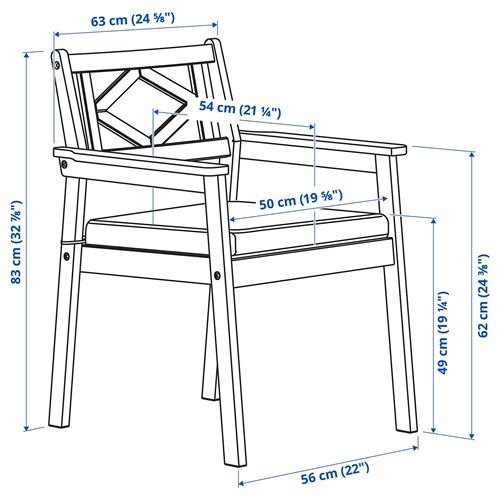 IKEA - BONDHOLMEN, yemek masası ve sandalye seti, beyaz-bej