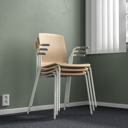 IKEA - LAKTARE, office chair, birch veneer-white