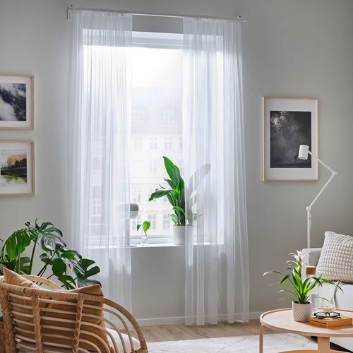 IKEA - HILDRUN, sheer curtains, 1 pair, white, 145x300 cm