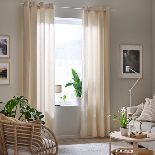 IKEA - MOALINA, background curtain, 1 pair, beige, 145x300 cm