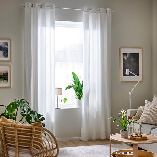 IKEA - MOALINA, background curtain, 1 pair, white, 145x300 cm