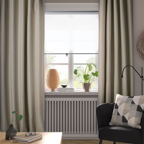 IKEA - VILBORG, karartma perde/2 kanat, bej, 145x300 cm