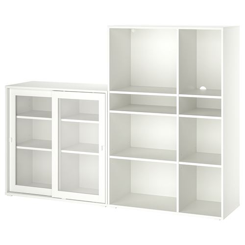 IKEA - VIHALS, open storage unit, white/glass, 190x37x140 cm