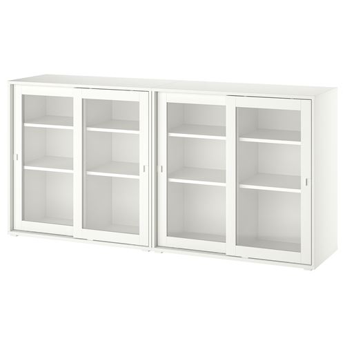 IKEA - VIHALS, sliding door-cabinet, white/glass, 190x37x90 cm