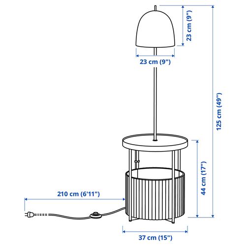 IKEA - TRINDSNO, floor lamp, white/birch, 125 cm