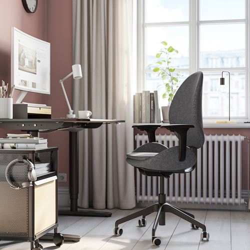 IKEA - HATTEFJALL, office chair, gunnared dark grey-black