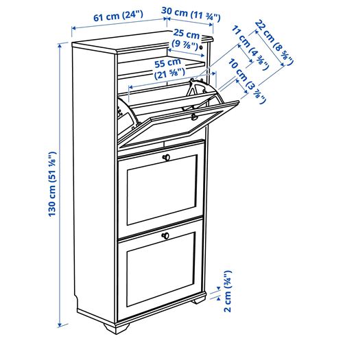 IKEA - BRUSALI, shoe cabinet/storage, white, 61x130 cm